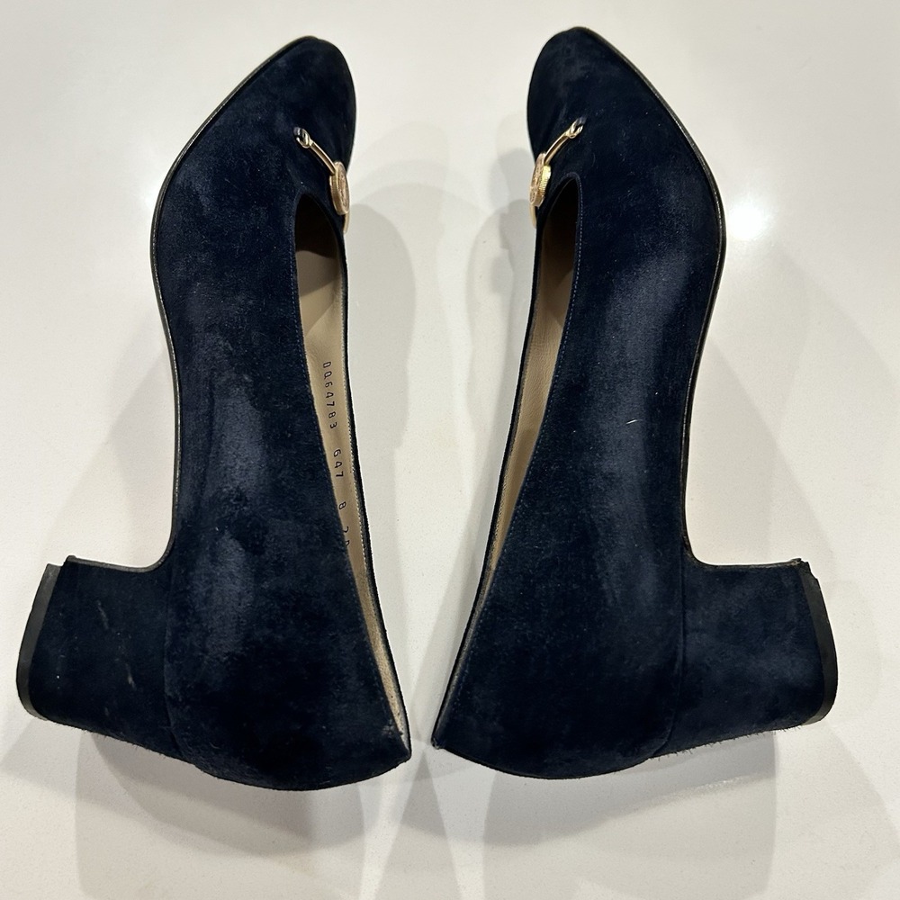 Salvatore Ferragamo Classic Black Suede Leather Closed Toe‎ Pump Heels Shoe 8 AA - Picture 8 of 15